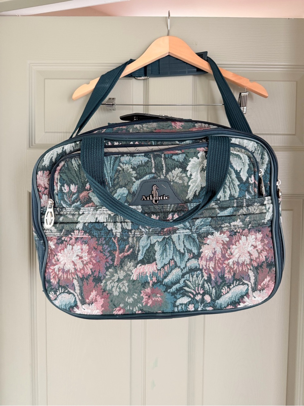 Vintage 1990s Atlantic floral tapestry carryon weekender duffel bag